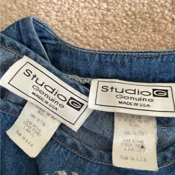 Vintage Studio G Chambray Safari Animal Print Dress & Jacket Set L Made in USA - Picture 12 of 12